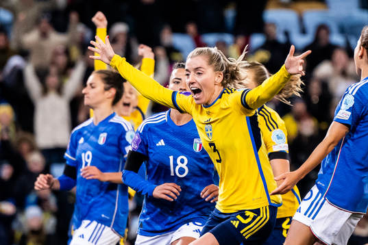 Linda Sembrant of Sweden celebrates