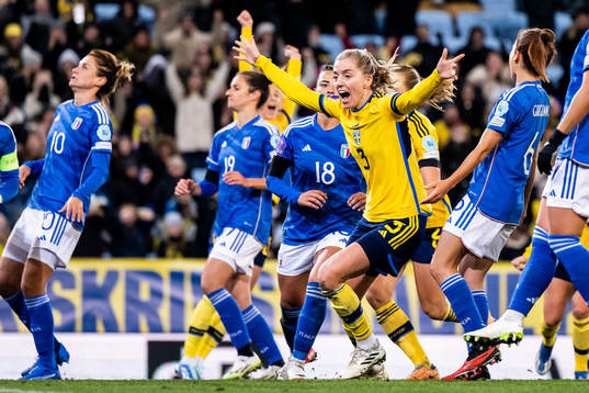 Linda Sembrant of Sweden celebrates