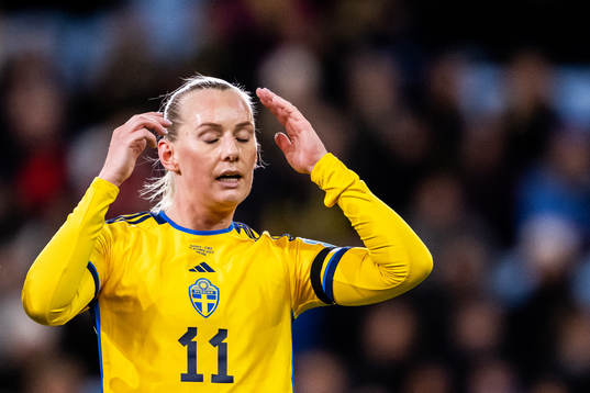 Stina Blackstenius of Sweden looks dejected