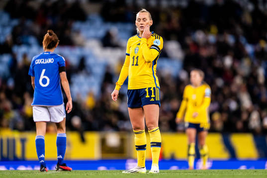 Stina Blackstenius of Sweden looks dejected