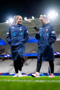 Goalkeeper Aurora Mikalsen and Lisa Fjeldstad Naalsund of