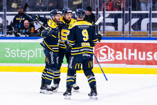 Södertäljes Ludwig Blomstrand jublar med lagkamrater