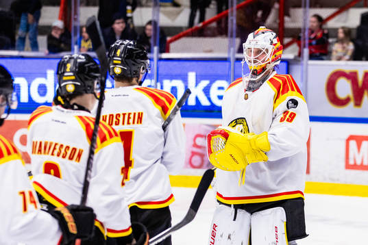 Brynäs målvakt Anders Lindbäck jublar