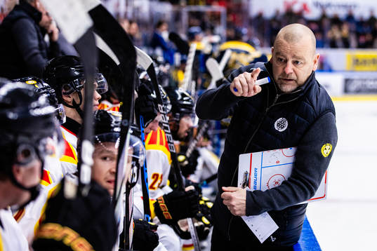 Brynäs tränare Niklas Gällstedt i en timeout