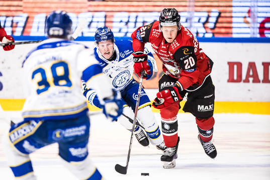 Leksands Kalle Östman och Malmö Redhawks Thomas Berg
