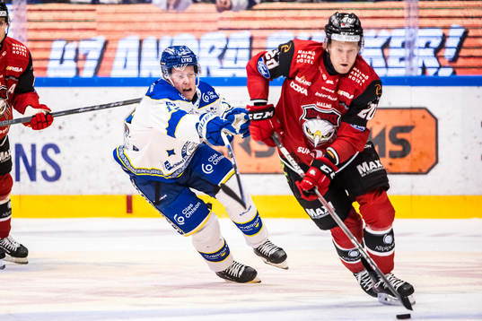 Leksands Kalle Östman och Malmö Redhawks Thomas Berg