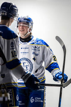 Leksands Arvid Eljas innan ishockeymatchen i SHL mellan