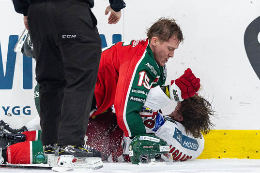 Frölundas Gustav Rydahl och MoDos Mikkel Aagaard