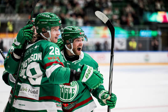 Rögles Simon Ryfors och Anton Bengtsson jublar