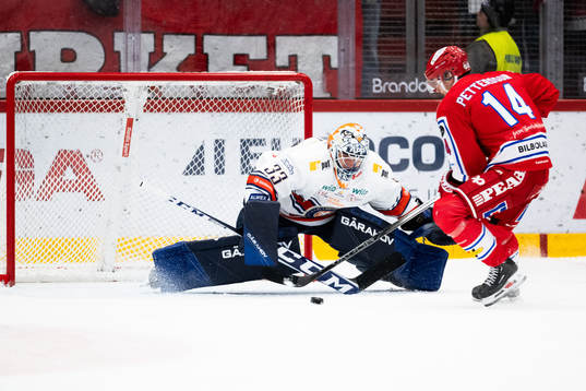 Växjös målvakt Emil Larmi och Timrås Emil Pettersson