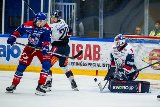 IK Oskarshamns Logan Hutsko och Linköping HCs målvakt