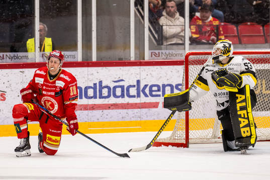 Kalmar HCs Markus Palmberg och Västerås IKs målvakt