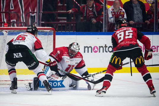 Malmö Redhawks Carl Persson och Örebros målvakt Jhonas