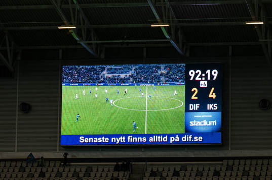 Slutresultat vissas på en skärm