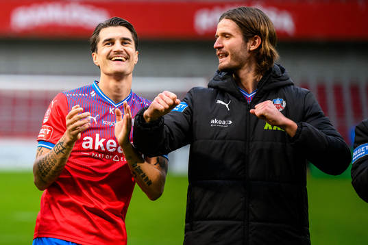 Helsingborgs Jon Birkfeldt och Wilhelm Loeper jublar