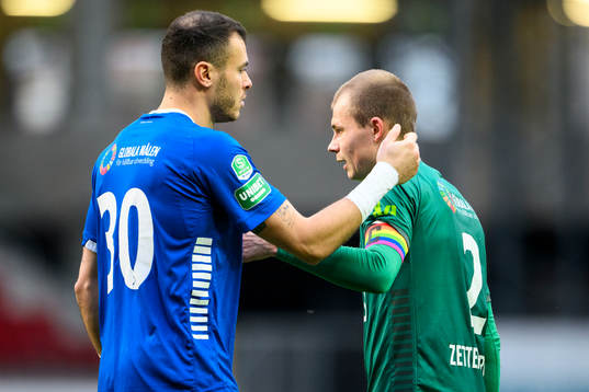 Brages målvakt Andre Bernardini och Alexander Zetterström