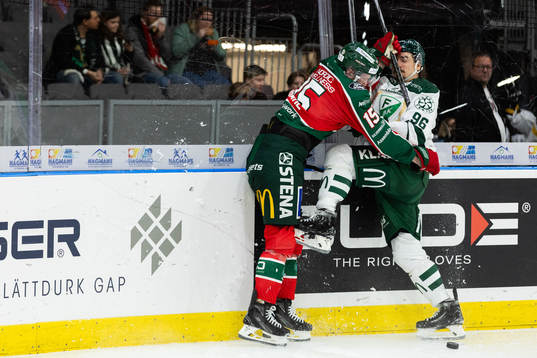 Frölundas Gustav Rydahl och Färjestads David Tomasek