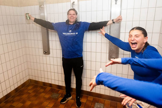 Trelleborgs tränare Joakim Felldin och Saga Ollerstam