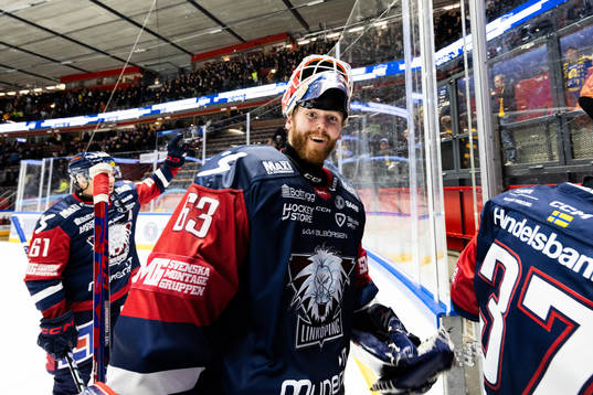 Linköpings målvakt Marcus Högberg jublar