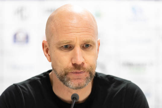 Malmö FFs tränare Henrik Rydström på presskonferensen