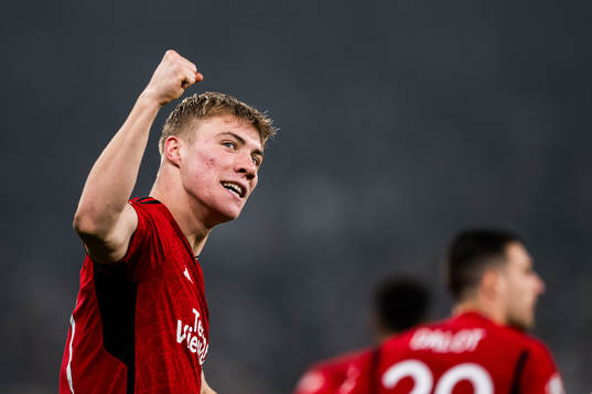 Rasmus Højlund of Manchester United celebrates