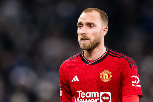Christian Eriksen of Manchester United looks dejected