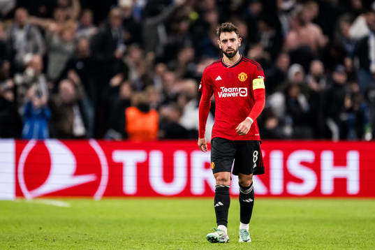 Bruno Fernandes of Manchester United looks dejected