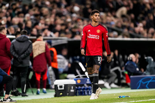 Marcus Rashford of Manchester United looks dejected