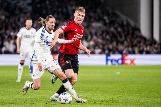 Rasmus Falk of FC Copenhagen and Rasmus Højlund of