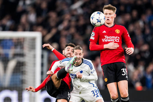 Bruno Fernandes of Manchester United and Rasmus Falk of FC