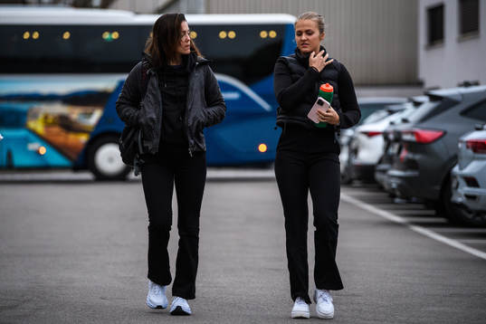 Physiotherapist Elin Stenberg and Sofie Lundin of Sweden