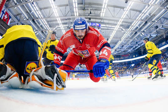 Metej Stransky of Czech Republic takes a fall