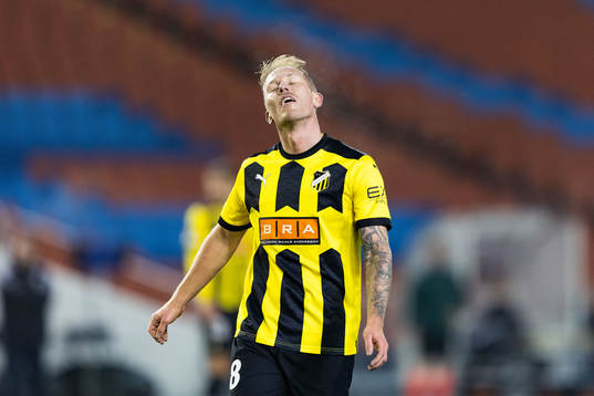 Mikkel Rygaard Jensen of BK Häcken looks dejected