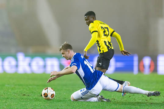 Eirik Haugan of Molde and Akoua Romeo Amane of BK Häcken