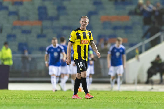 Mikkel Rygaard Jensen of BK Häcken looks dejected