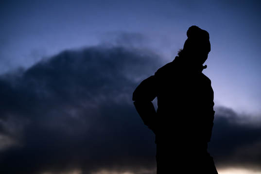 Silhouette of goaltender Ida Boman of Sweden