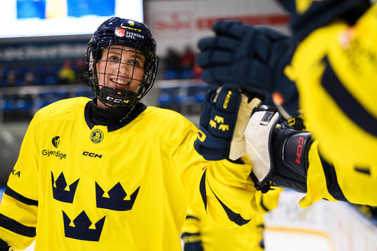 Emma Forsgren of Sweden celebrates the 0-2 goal