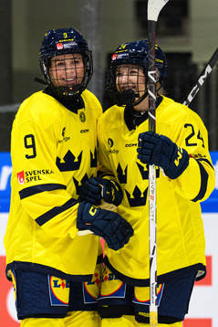 Emma Forsgren of Sweden celebrates scoring the 0-3 goal