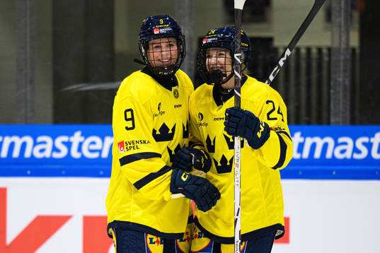 Emma Forsgren of Sweden celebrates scoring the 0-3 goal
