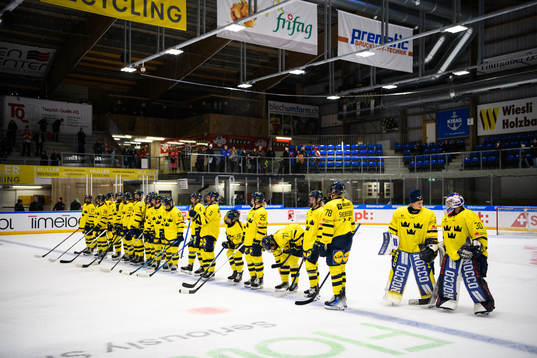 Players of Sweden celebrate