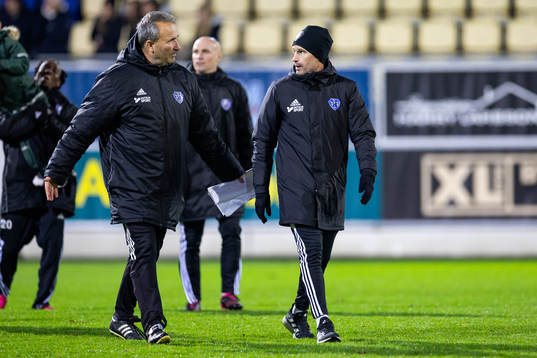 Falkenbergs målvaktstränare Björn Nordberg och tränare