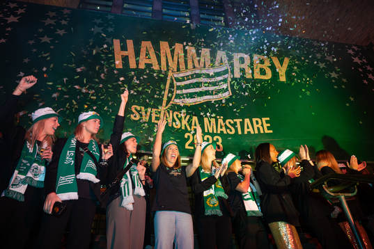 Hammarbys spelare jublar