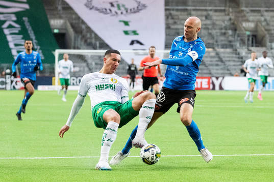 Hammarbys Deniz Gul och Halmstads Andreas Johansson