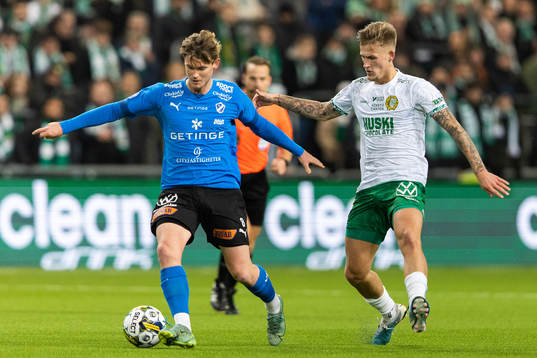 Halmstads Jonathan Svedberg och Hammarbys Fredrik Hammar