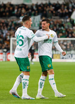 Hammarbys Deniz Gul och Viktor Djukanovic jublar
