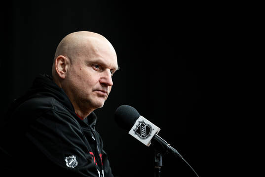 Head coach Derek Lalonde of Detroit Red Wings