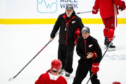 Head coach Derek Lalonde of Detroit Red Wings