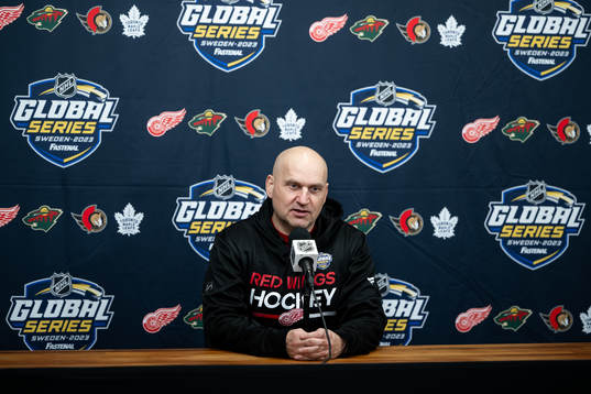 Head coach Derek Lalonde of Detroit Red Wings