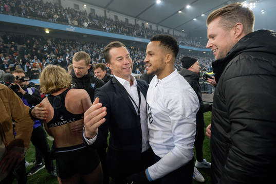 Malmö FFs sportchef Daniel Andersson och Martin Olsson