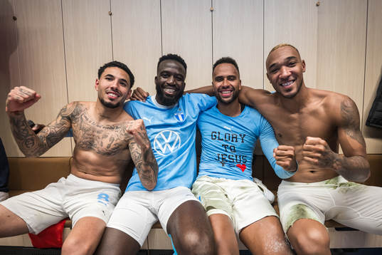 Malmö FFs Sergio Pena, Isaac Kiese Thelin, Stefano Vecchia